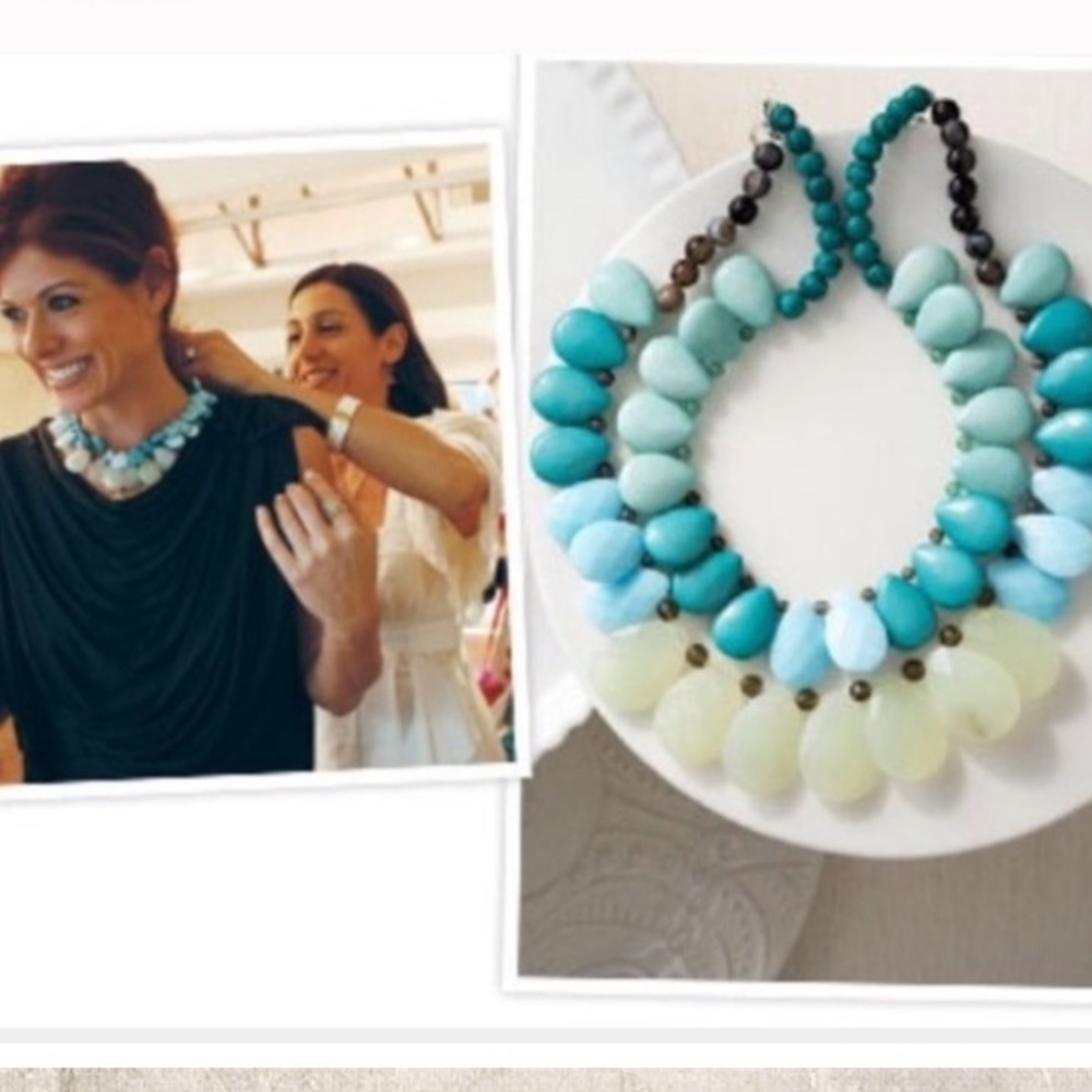 Stella & Dot Retired🧜🏼‍♀️Delilah Sea Greens+Turquoise Blue Statement Nec… - Picture 3 of 12